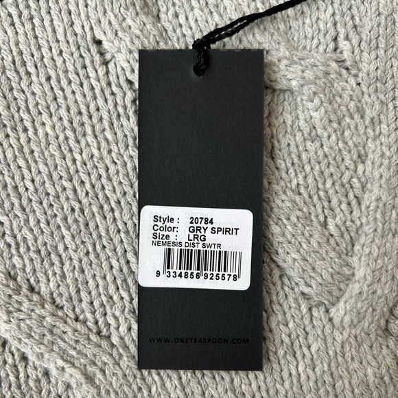 NWT One Teaspoon Nemesis Distressed Cable Knit Sweater in Grey Spirit - Large - Picture 11 of 16